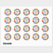 dank u tekst regenboog kleuren script ronde sticker (Vel)