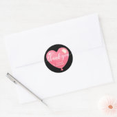 Dank u tekst roze hart ballon ronde sticker (Envelop)