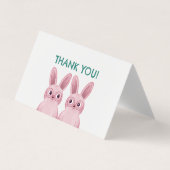 Dank u tentkaart met roze konijntjes met bril visitekaartjes (Voorkant)