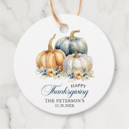 Dank u Thanksgiving Blauw Sinaasappel Gouden Pompo Bedankjes Labels