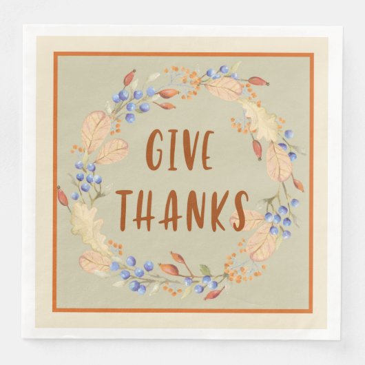 Dank u, Thanksgiving Wreath Napkins Servetten (Voorkant)