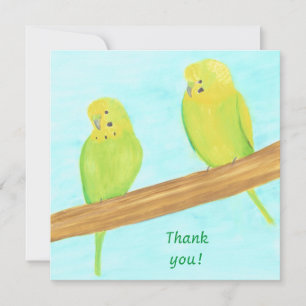 Dank u, Tortelduifjes Parakeets kaarten Notitiekaartje