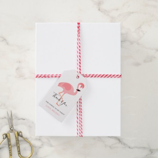 Dank u tropisch roze flamingo cadeaulabel (Met Touw)