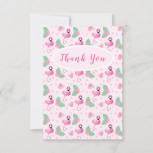 Dank u Tropische Flamingo Flowers Ledert Patroon Bedankkaart