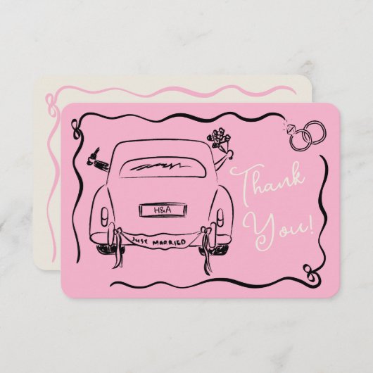 Dank u trouwbriefkaart kaart (Voorkant / Achterkant)