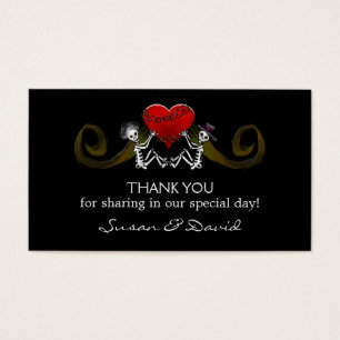 Dank u Trouwkaarten - Skeletten Holding Heart Visitekaartjes
