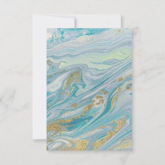 Dank u Turquoise Gouden Marmeren Geode Bruiloft Ka Bedankkaart (Achterkant)