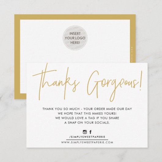 DANK U TUSSENVOEGSEL modern casual biro bedrijfsgo Bedankkaart (Voorkant / Achterkant)