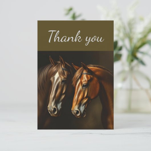 Dank u twee paarden Boerderij Bedankkaart (Staand voorkant)