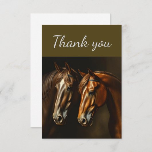 Dank u twee paarden Boerderij Bedankkaart (Voorkant / Achterkant)