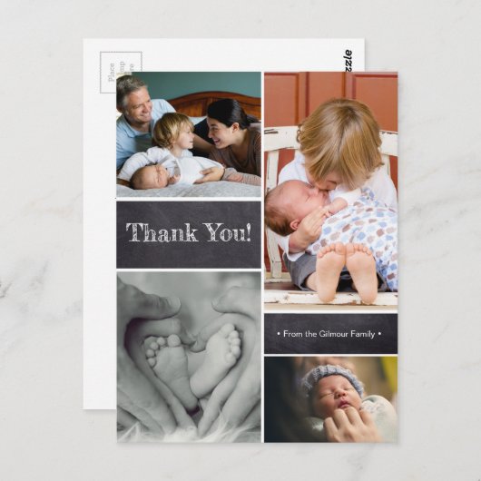 Dank u, tweede baby geboorteaankondiging briefkaart (Voorkant / Achterkant)