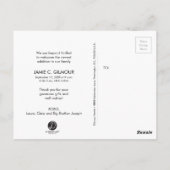 Dank u, tweede baby geboorteaankondiging briefkaart (Achterkant)