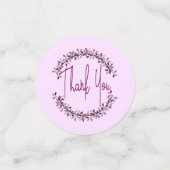 Dank U Typografie Chic Paarse Blad Krans Confetti (Kleine voorkant)