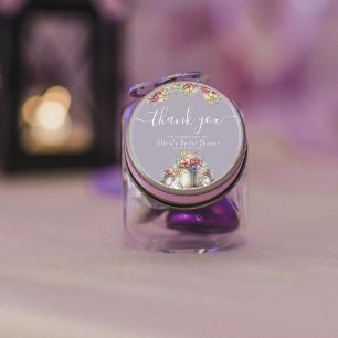 Dank U Typografie Lente Bloemen Bruids Bruiloft Ronde Sticker