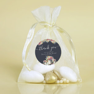 Dank U Typografie Lente Bloemen Bruidsdiner Ronde Sticker