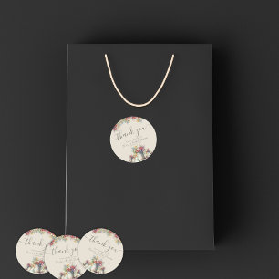Dank U Typografie Lente Bloemen Bruidsdiner Ronde Sticker
