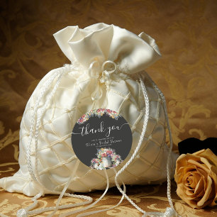 Dank U Typografie Lente Bloemen Bruidsdiner Ronde Sticker