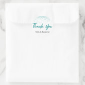 Dank u Typografie met Blauwgroen Glitter Confetti Ronde Sticker (Tas)