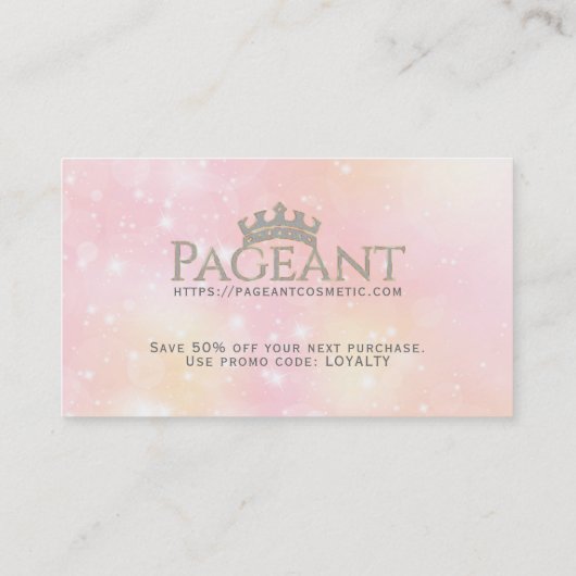 Dank u typografie Pastel Sparkly Achtergrond Kortingskaartje (Achterkant)