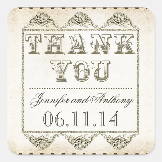 Dank u  typografie stickers voor bruiloften (Voorkant)