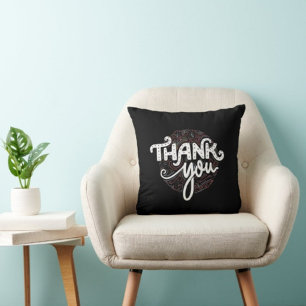 Dank u Typography black Pillow Kussen