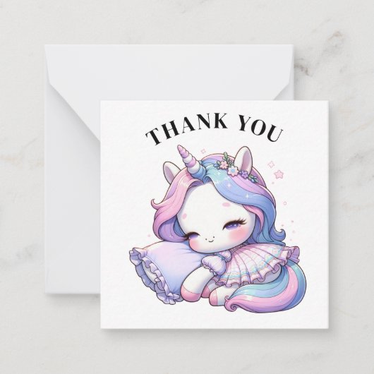 Dank u Unicorn Kaart Notitiekaartje (Voorkant)