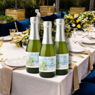 Dank u Venue fontein duiven bruiloft Luxe Gift Sparkling Wijnetiket