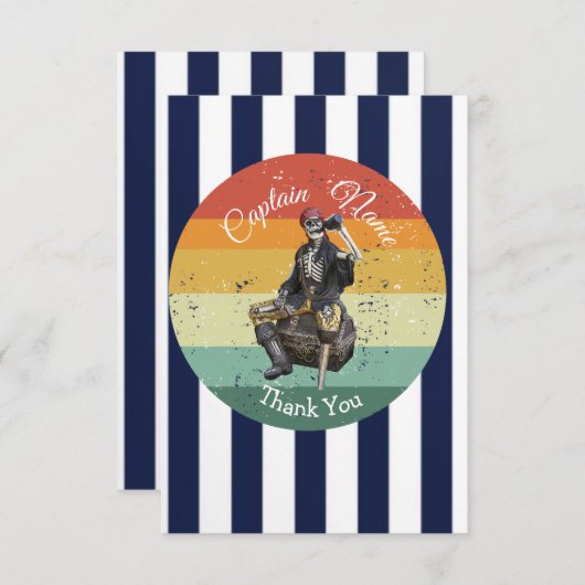 dank u verjaardag .Pirate nautisch Bedankkaart (Voorkant / Achterkant)