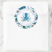Dank u Verjaardagsfeestje Marine Octopus Nautical Ronde Sticker (Tas)