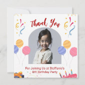 Dank u Verjaardagsfeestje Personaliseer Kaart (Voorkant)