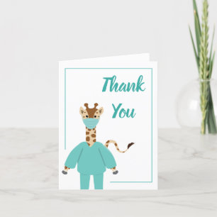 Dank u Verpleegkundige Doctor Giraffe Cartoon Anim Bedankkaart
