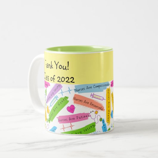 Dank u verpleegkundige instructeur  tweekleurige koffiemok (Voorkant links)