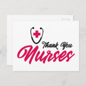 Dank u verpleegsters| Roze Briefkaart (Voorkant / Achterkant)