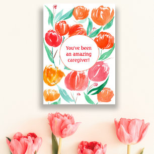 Dank U Verzorger Watercolor Tulpen Kaart