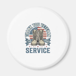 Dank U Veteraan Patriottische Laarzen Dienst Shirt Magneet