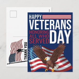 Dank U Veteranen Amerikaanse Vlag Herdenkingsdag Feestdagenkaart