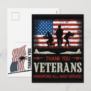 Dank U Veteranen Amerikaanse Vlag Memorial Day Feestdagenkaart