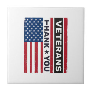 Dank U Veteranen Bedrukte Vlag Vector Design_1 Tegeltje