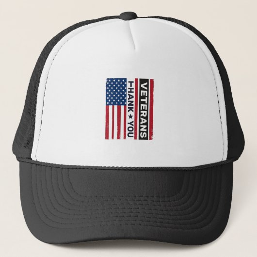 Dank U Veteranen Bedrukte Vlag Vector Design_1 Trucker Pet (Voorkant)