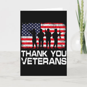 Dank U Veteranen Dag Usa Vlag Patriottische Soldaa Kaart