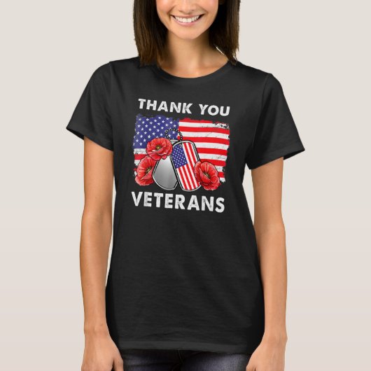 Dank u, veteranen, die Boots-papavervalmeter bestr T-shirt (Voorkant)