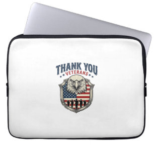 Dank U Veteranen Patriottisch Adelaar Schild Shirt Laptop Sleeve