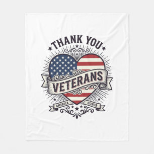 Dank U Veteranen Patriottisch Hart Vector Design_1 Fleece Deken