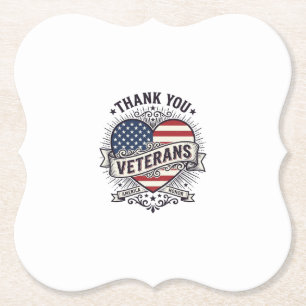 Dank U Veteranen Patriottisch Hart Vector Design_1 Kartonnen Onderzetters