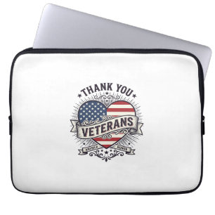 Dank U Veteranen Patriottisch Hart Vector Design_1 Laptop Sleeve