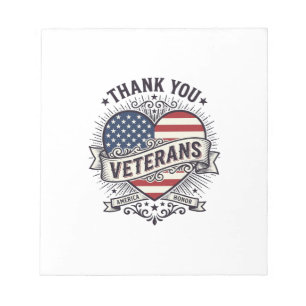 Dank U Veteranen Patriottisch Hart Vector Design_1 Notitieblok