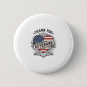 Dank U Veteranen Patriottisch Hart Vector Design_1 Ronde Button 5,7 Cm