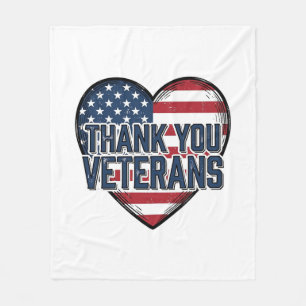 Dank U Veteranen Patriottisch Hart Vintage Ontwerp Fleece Deken