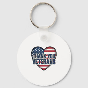 Dank U Veteranen Patriottisch Hart Vintage Ontwerp Sleutelhanger
