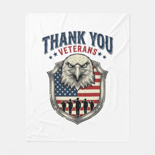Dank U Veteranen Patriottische Adelaar Schild Shir Fleece Deken